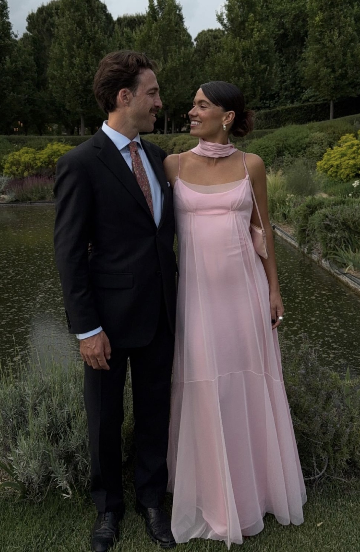 Couple dressed for a garden wedding