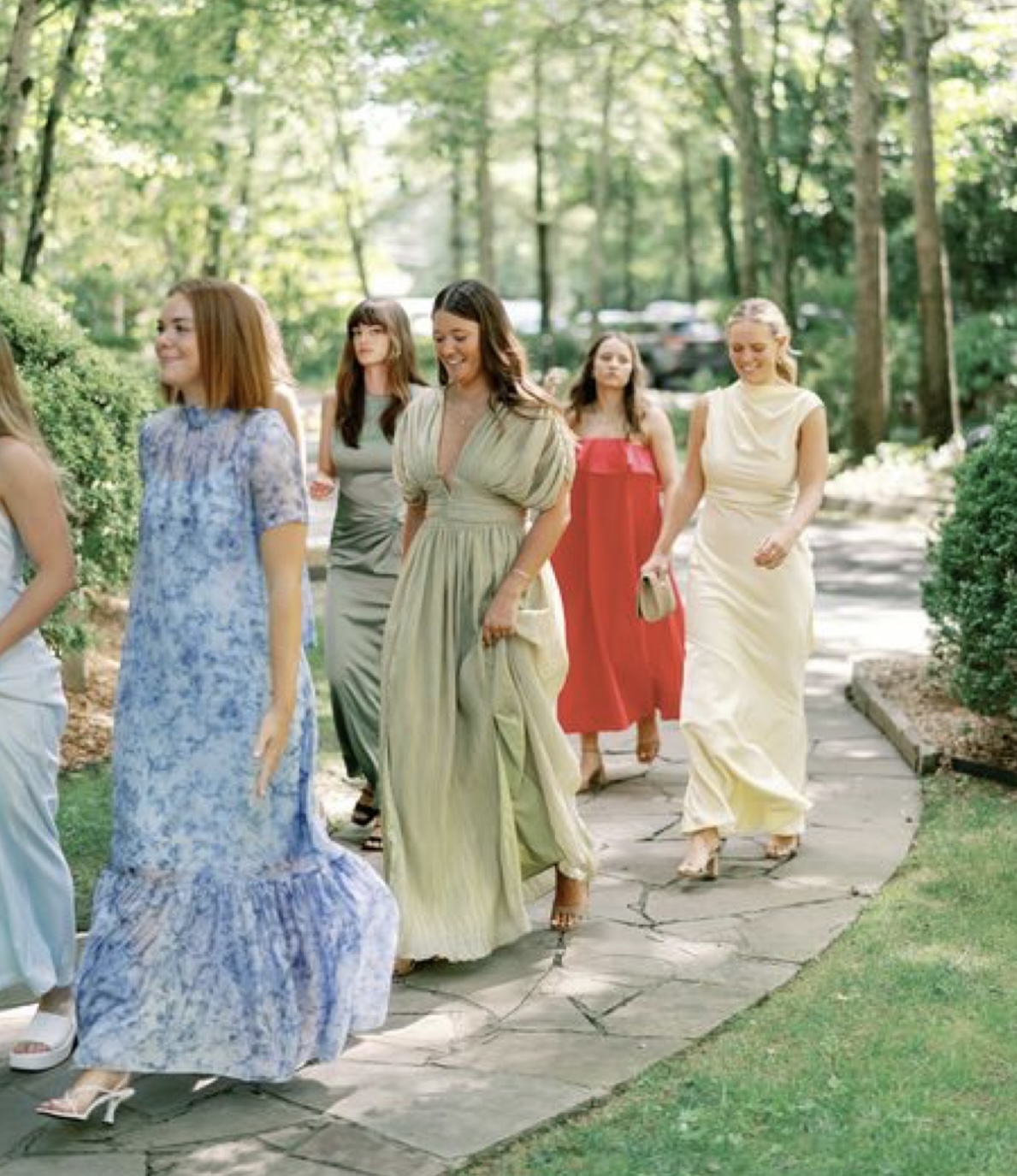 Guests walking along a garden path